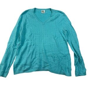 Infinity Maternity Turquoise V-Neck Long Sleeve Sweater – 100% Cotton Size Large